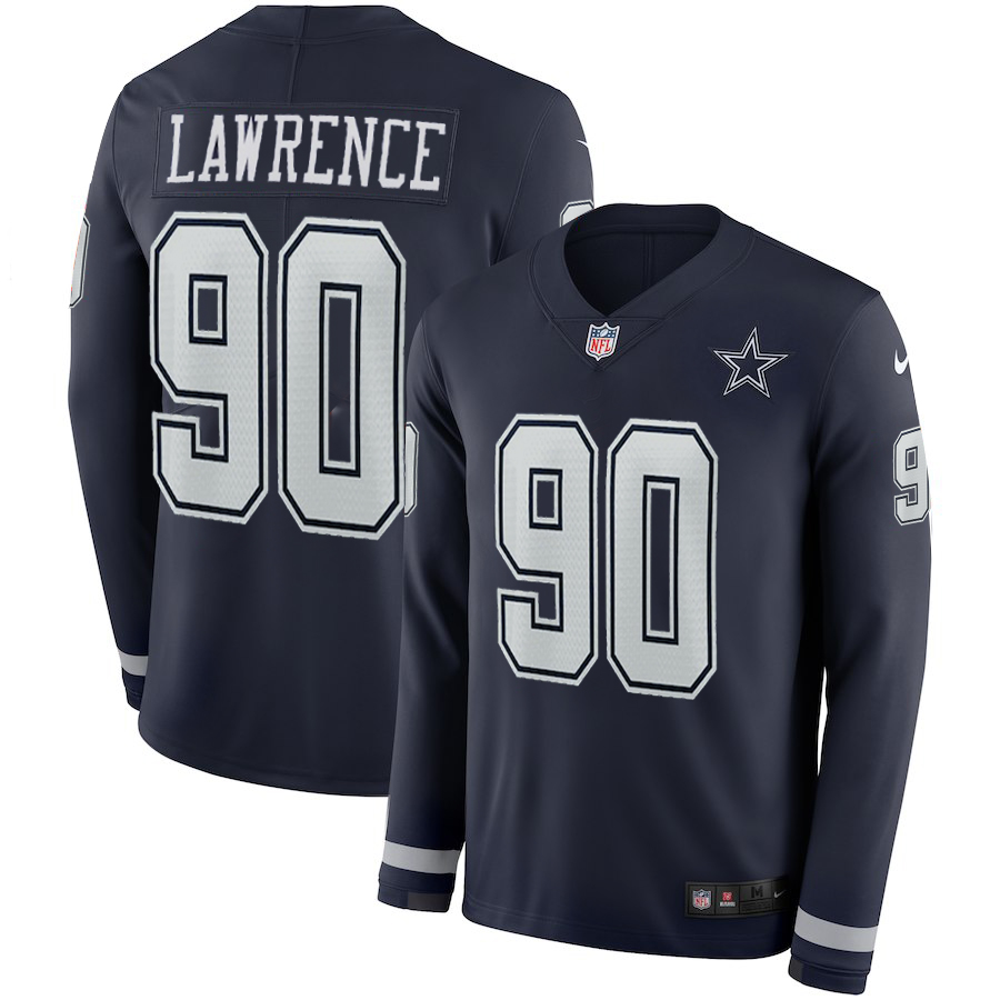Men Dallas Cowboys #90 Lawrence blue Limited NFL Nike Therma Long Sleeve Jersey->denver broncos->NFL Jersey